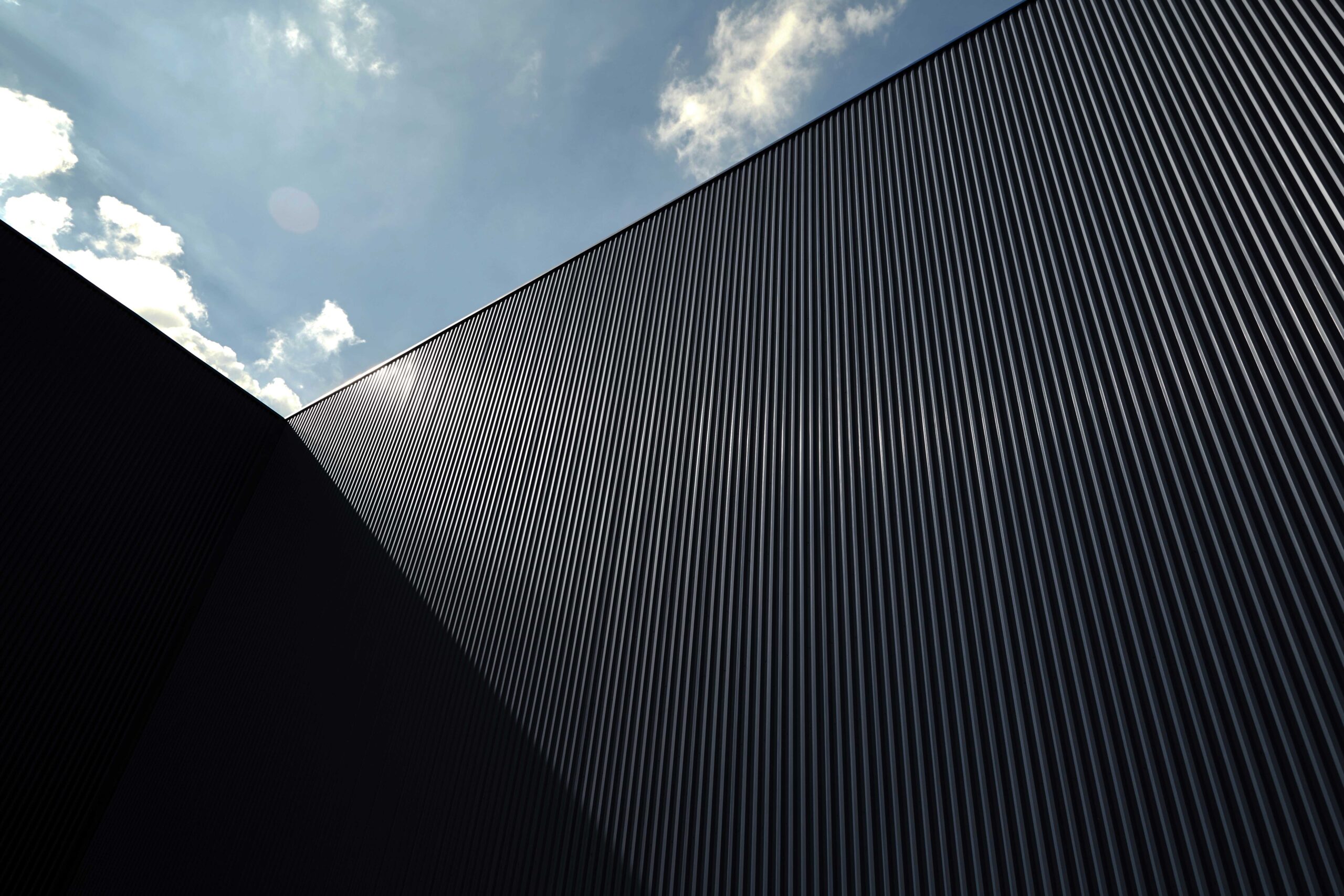 Black aluminum building siding