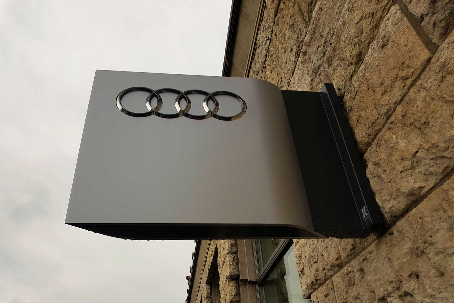 Audio sign in anodized aluminum